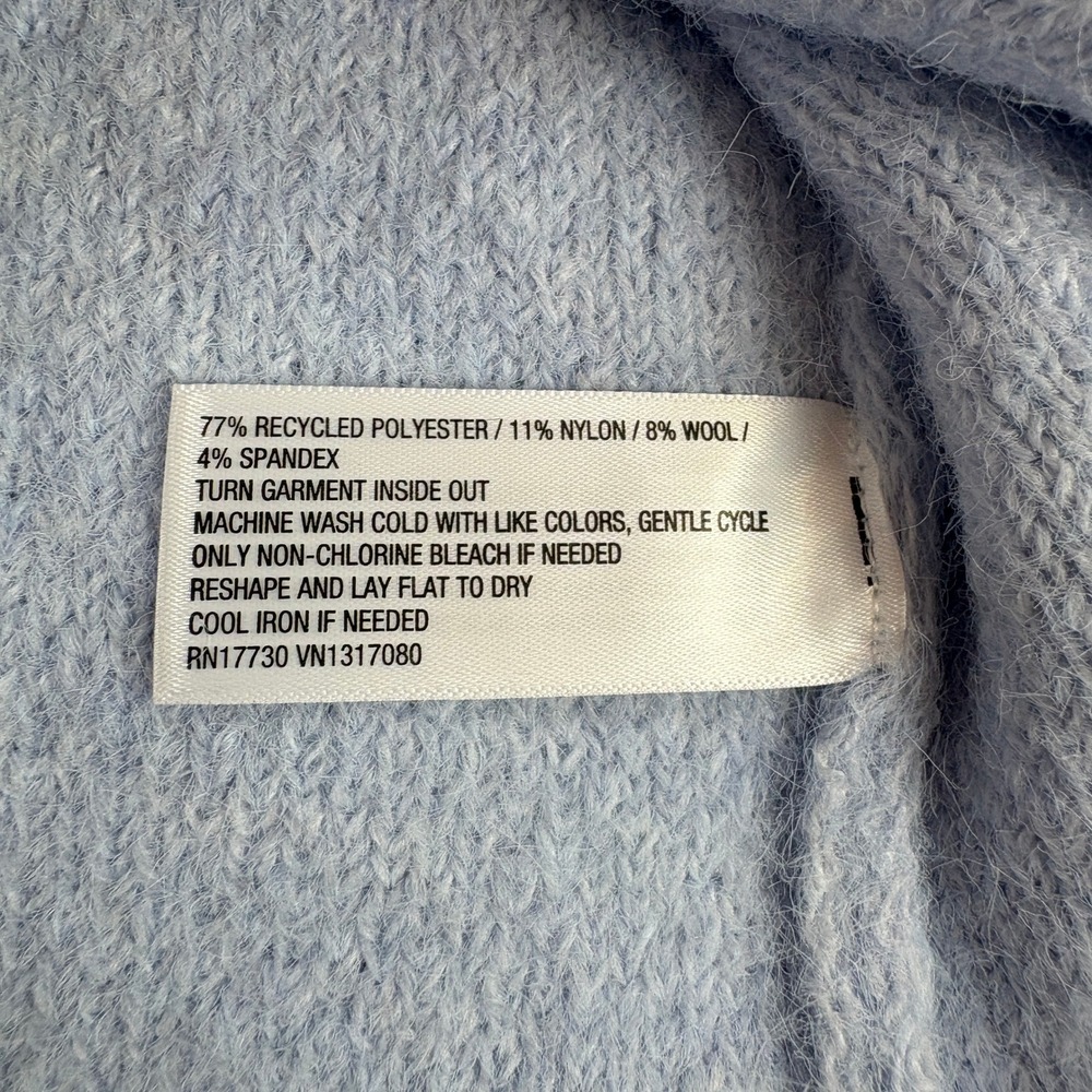 Wild Fable Womens Fuzzy Full Zip Mock Neck Sweater Light Blue XL New - Picture 8 of 9
